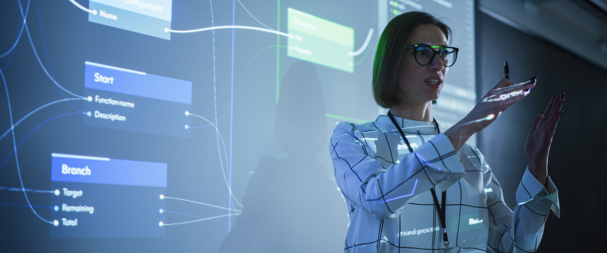 Female University Professor Showing Initial Steps to a Successful Project Completion